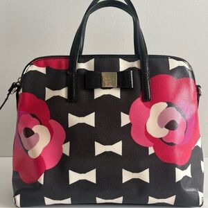 Kate Spade Floral Bow Satchel Story Lining Spring Purse
